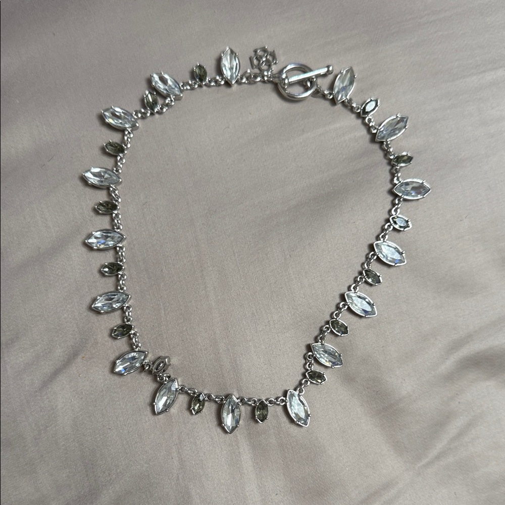 Kendra Scott Silver and Green Necklace